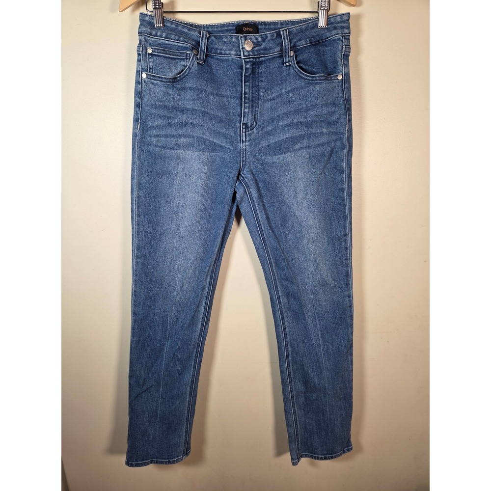 Quince Stretch Mid Rise Slim Straight Jeans Women 31 Medium Wash Casual Classic